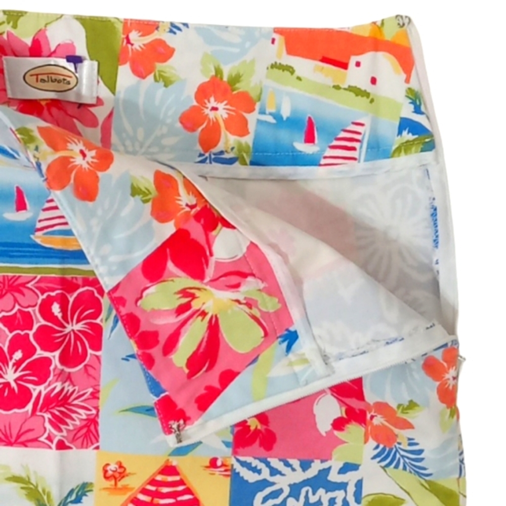 Talbots Tropical Patchwork Print A-line Skirt Cotton Canvas Stretch Sz 10 - Picture 9 of 12